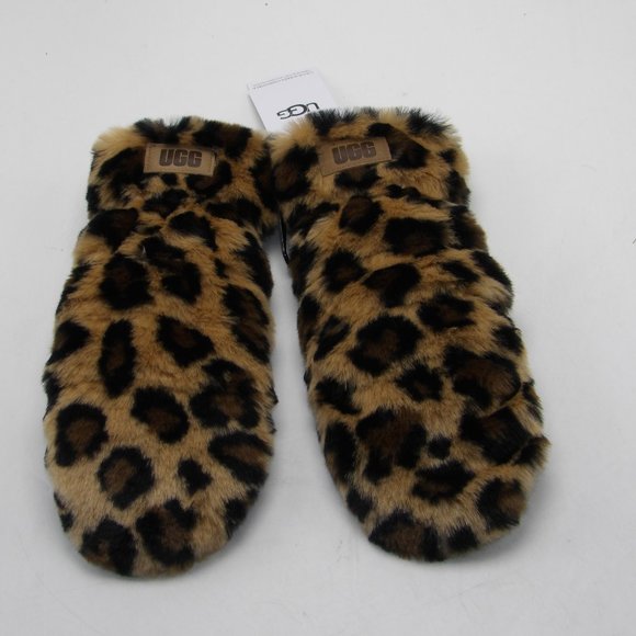 UGG Leopard Faux Fur Mittens animal print NEW WITH TAGS SIZE S/M Image - Picture 1 of 3